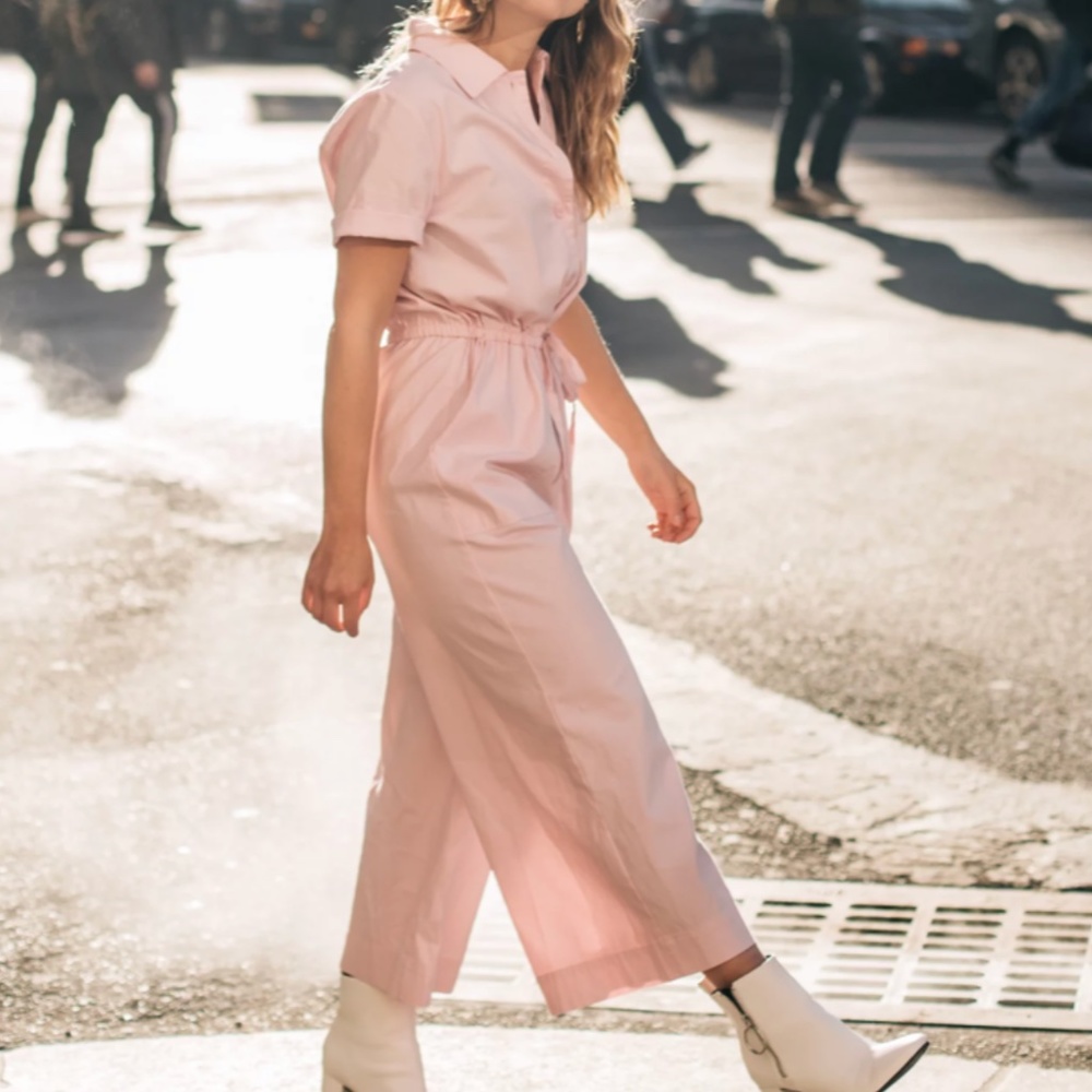 Popsugar pink army jumpsuit